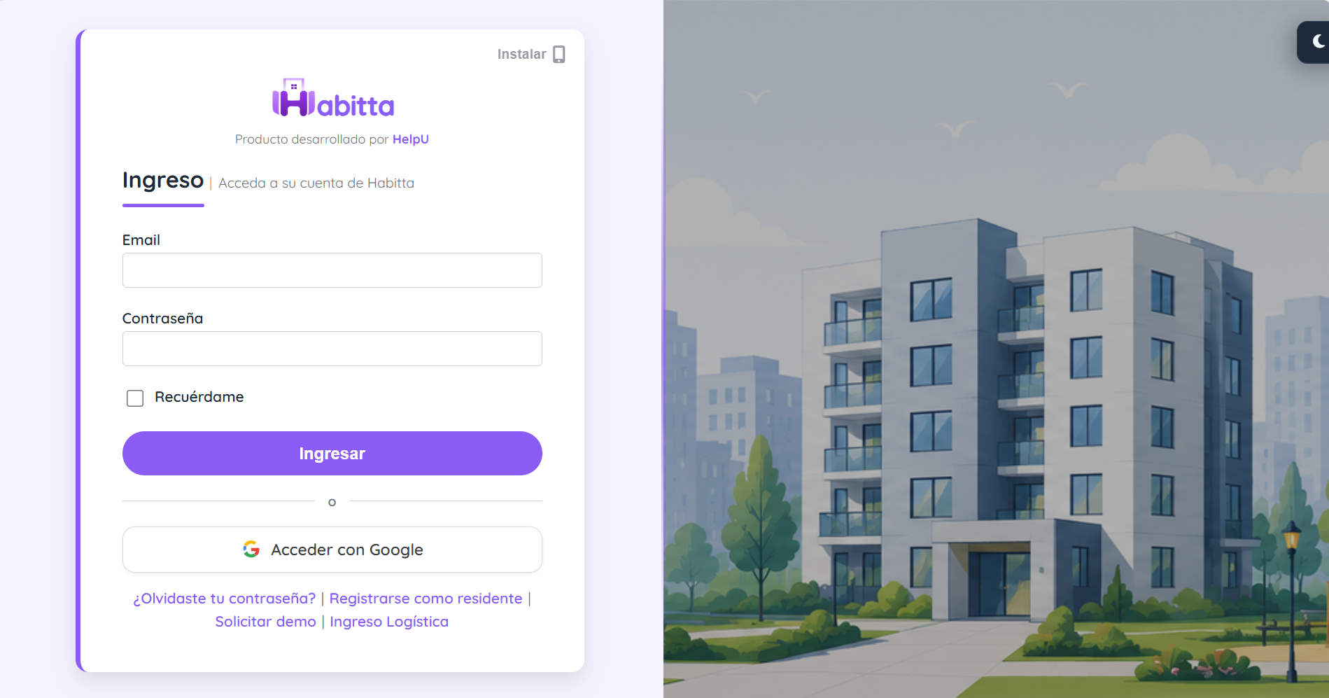 Vista de Habitta con estilo Morado